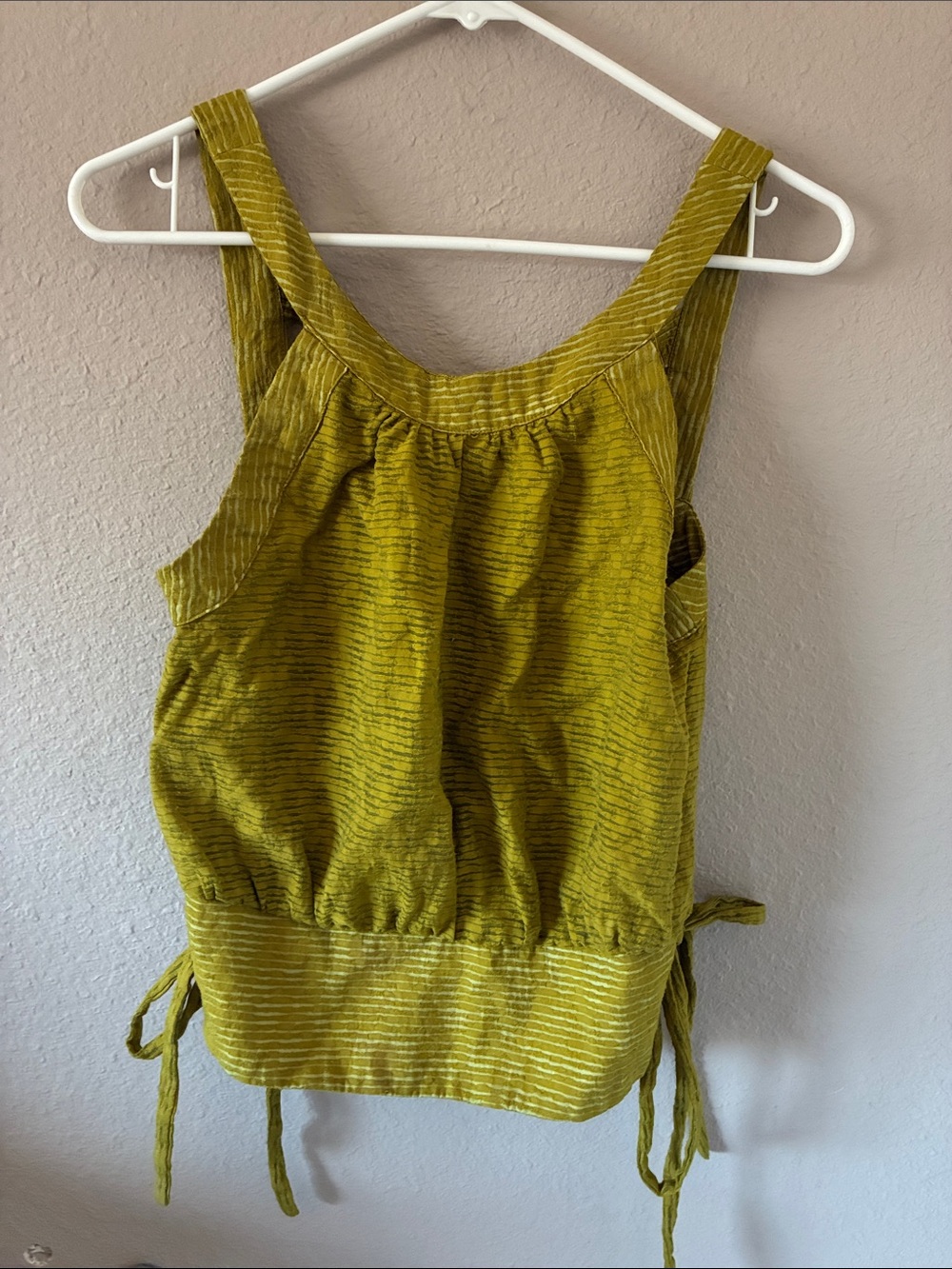 Anthropologie Olive Green Tie-Side Tank Top